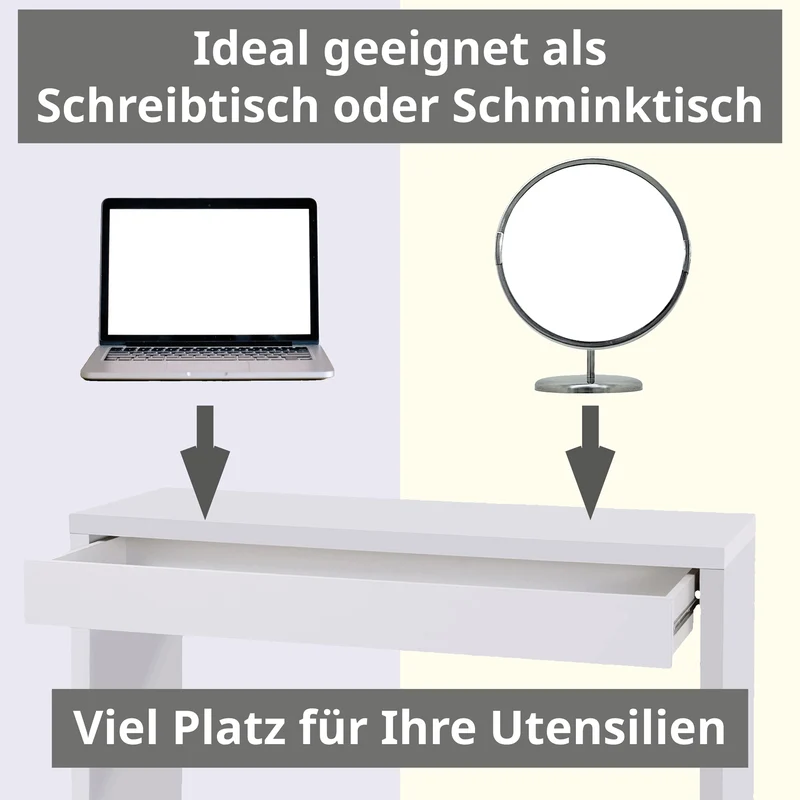 ANGULAR Schreibtisch mit Schublade Schminktisch Frisiertisch 120x40x76 cm