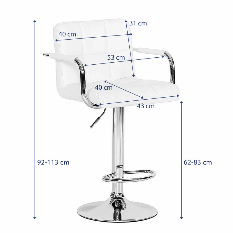 2er Set Barhocker Lounge Hocker Barstuhl Küchestuhl Tresenstuhl Cocktail weiß