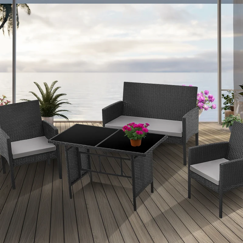 BROOKLYN XL Polyrattan Essgruppe Lounge Garnitur Gartenmöbel Set