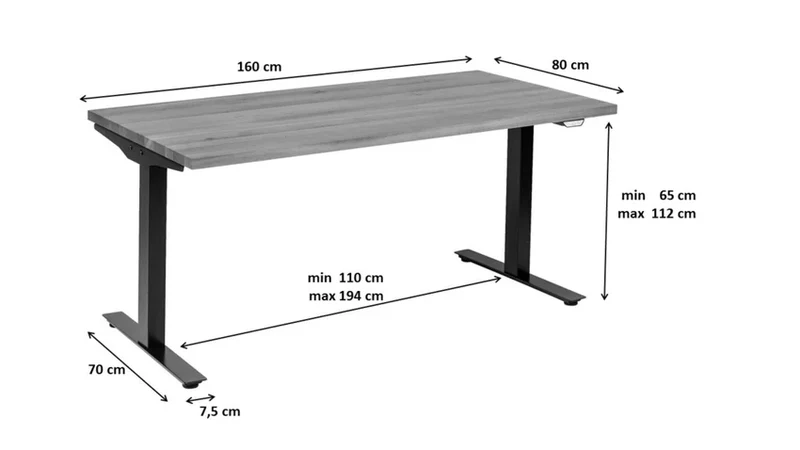 Schreibtisch Office Symphony Eiche Schwarz 160x80