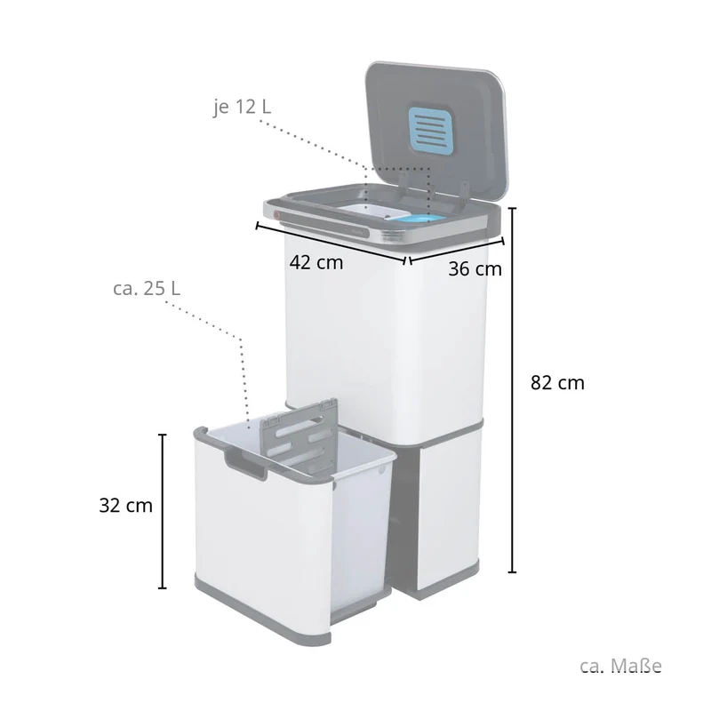 Sensor-Mülleimer 60L Selbstreinigungsfunktion und Aktivkohle-Filter