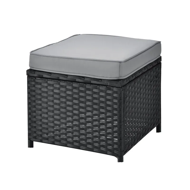 MONROE Garten-Lounge Set Outdoor Rattanlounge Essgruppe Polyrattan Lounge-Möbel Sitzgruppe Schwarz/Grau/Braun