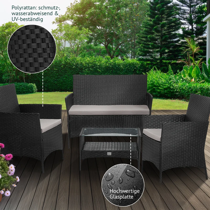 BROOKLYN Polyrattan Sitzgruppe Lounge Gartenmöbel Set