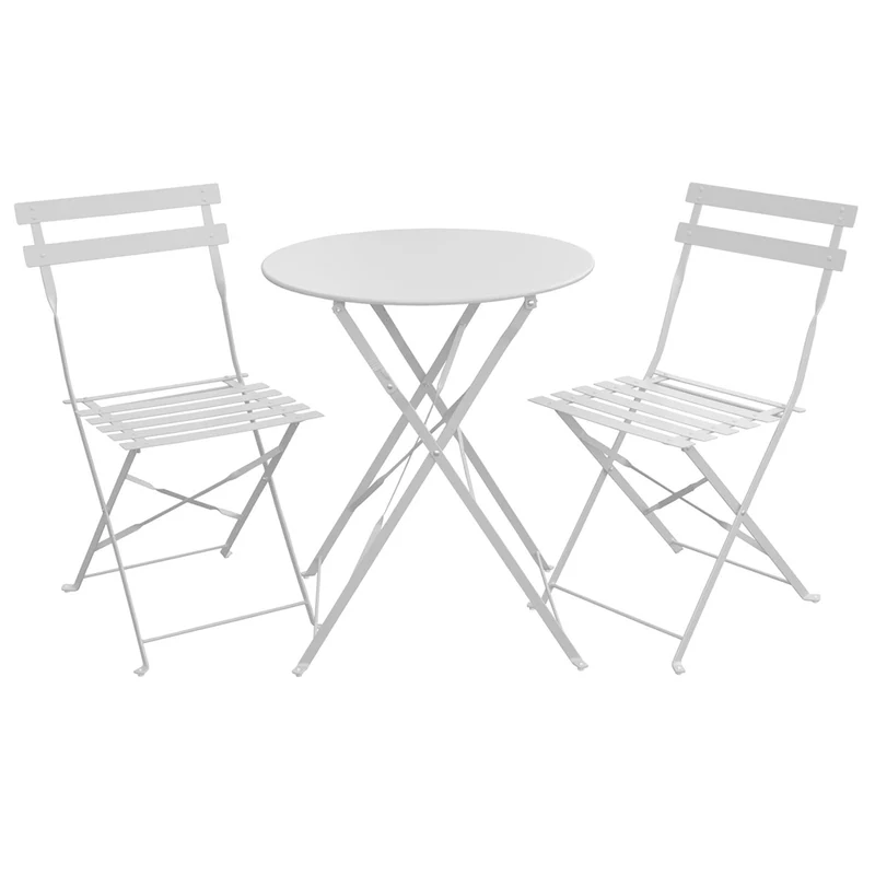 BERLIN Balkonmöbel Bistroset Stuhl Tisch klappbar Bistro Cafe Metall Gartenset