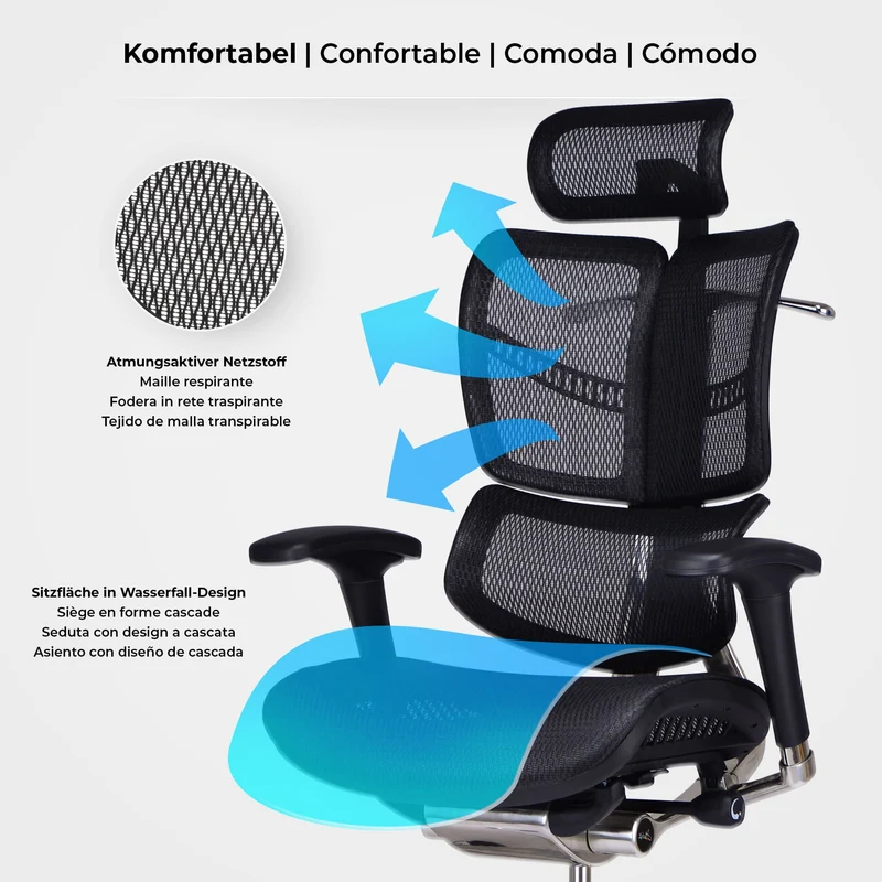 NORK ergonomischer Premium Chefsessel, Bürostuhl der Spitzenklasse.