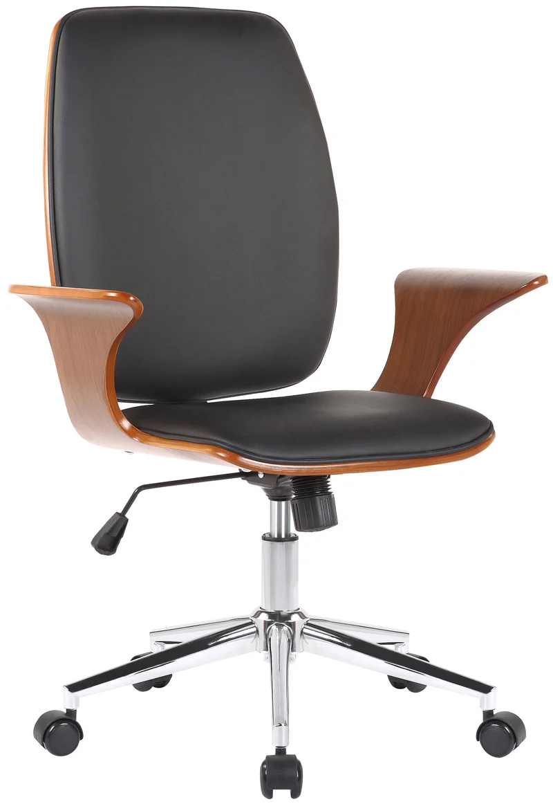 Designer-Bürostuhl BURBAN Bürostuhl Leder-Holz-Kombination
