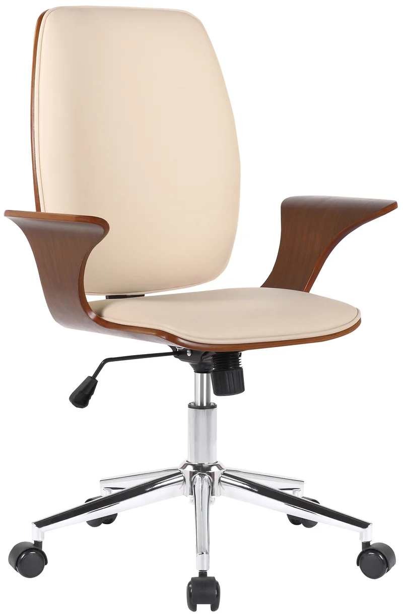 Designer-Bürostuhl BURBAN Bürostuhl Leder-Holz-Kombination