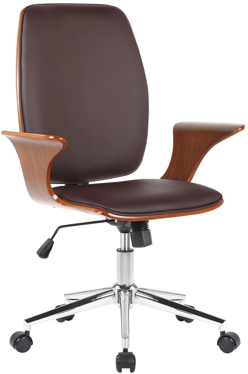 Designer-Bürostuhl BURBAN Bürostuhl Leder-Holz-Kombination