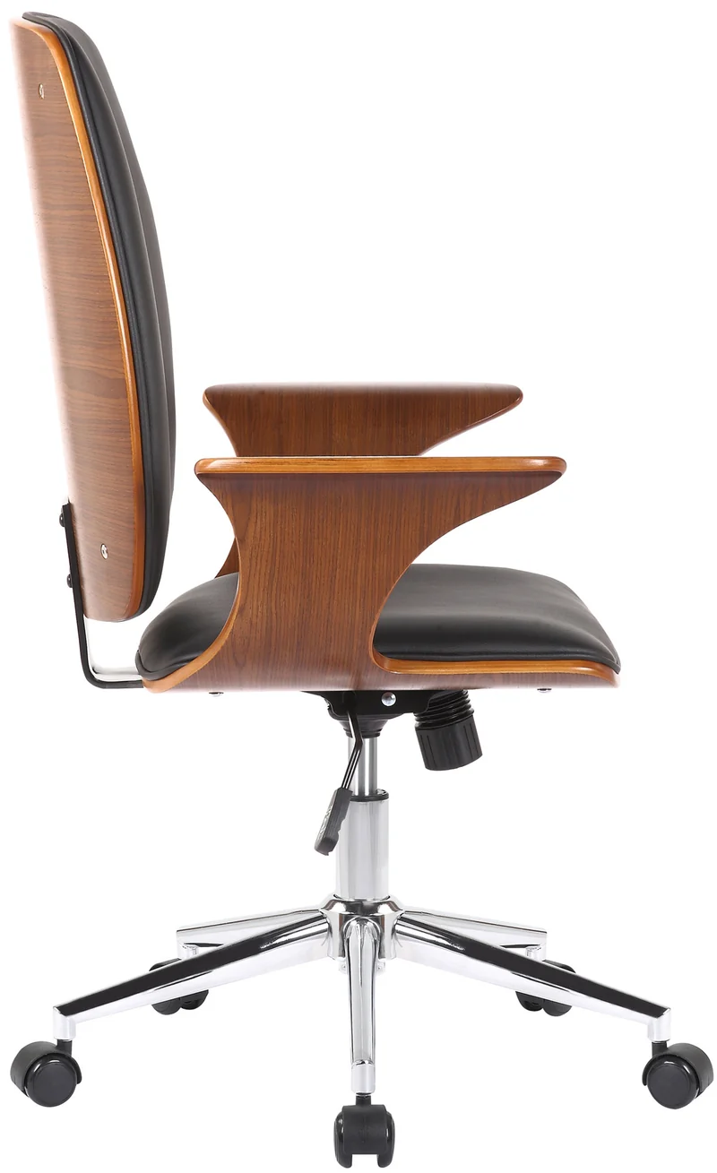 Designer-Bürostuhl BURBAN Bürostuhl Leder-Holz-Kombination