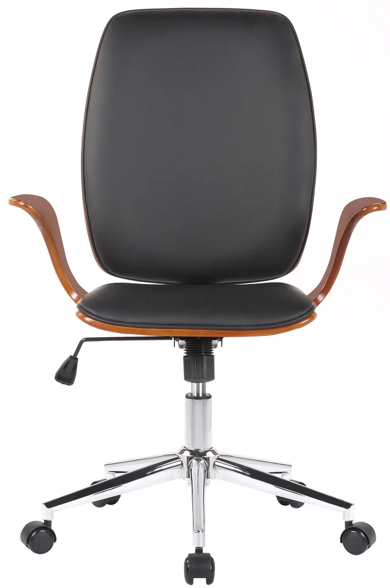 Designer-Bürostuhl BURBAN Bürostuhl Leder-Holz-Kombination