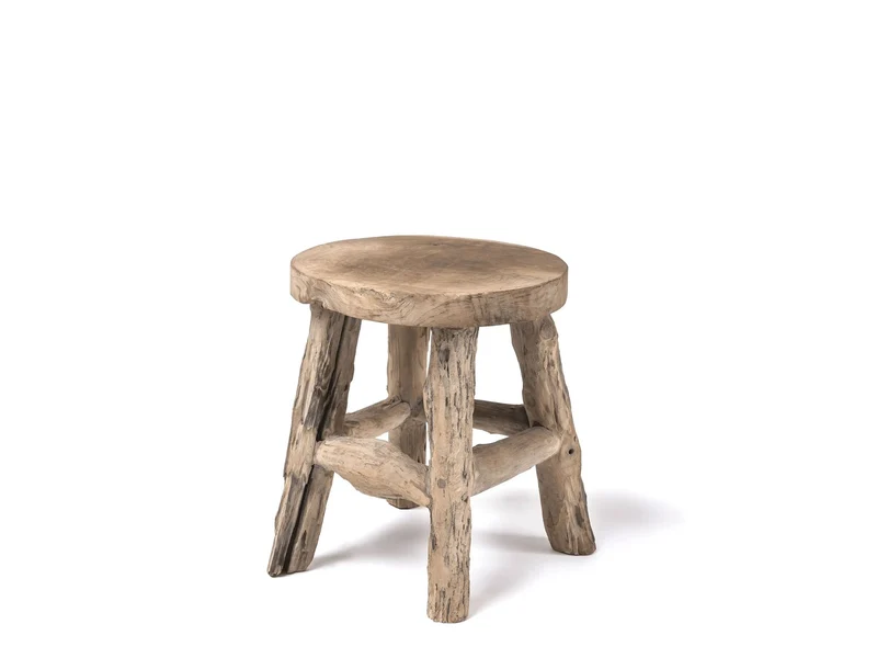 Hocker Alexander Teakwurzel Natural Grey