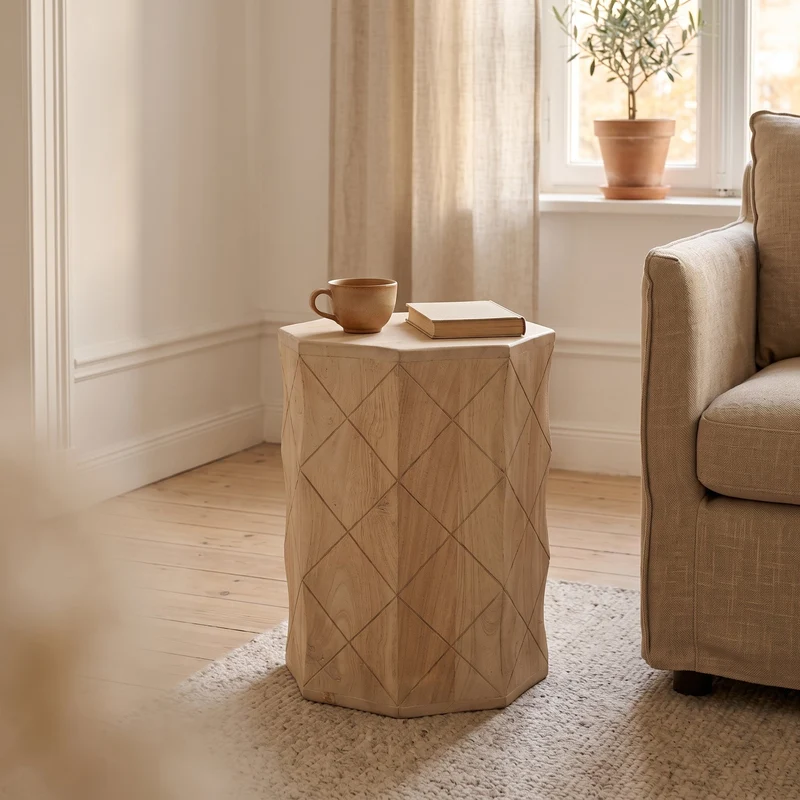 Hocker Driftwood mit Rautenmuster