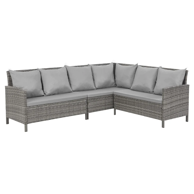 MADISON Set Poly-Rattan Garten-Lounge Rattan-Set Abdeckhaube Grau