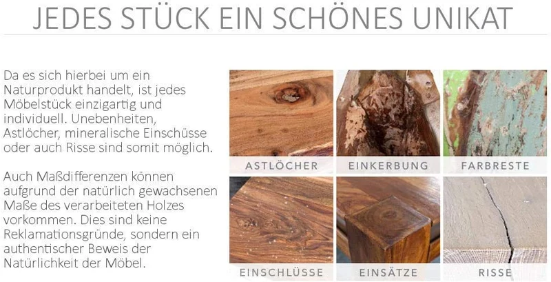 Massivholz Couchtisch Bodega 100 cm Mangoholz Hausbar Truhe Tisch Wohnzimmertisch