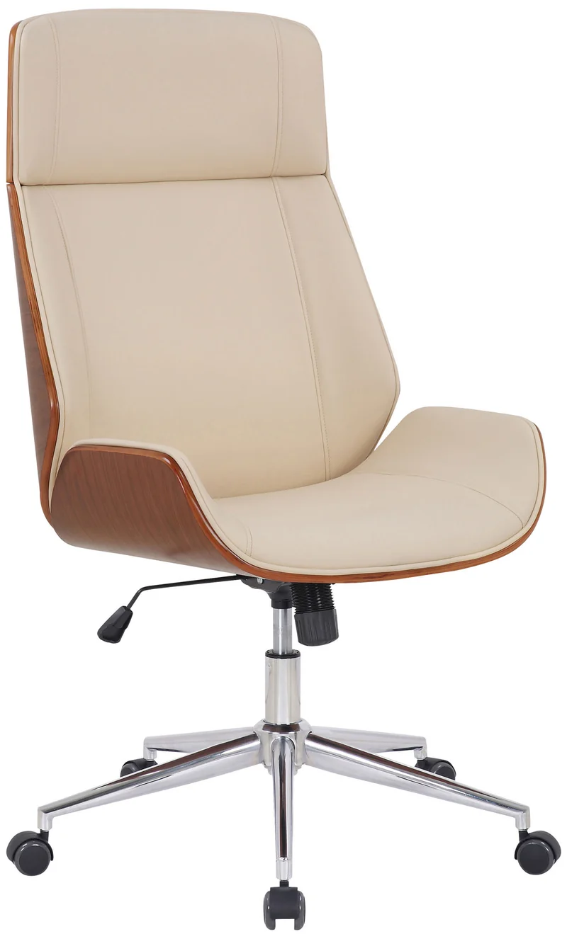 Designer-Bürostuhl VARRELL Chefsessel Leder-Holz-Kombination