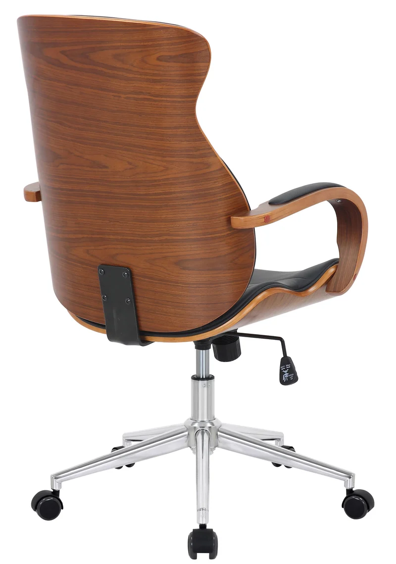 Designer-Bürostuhl MEL Chefsessel Leder-Holz-Kombination