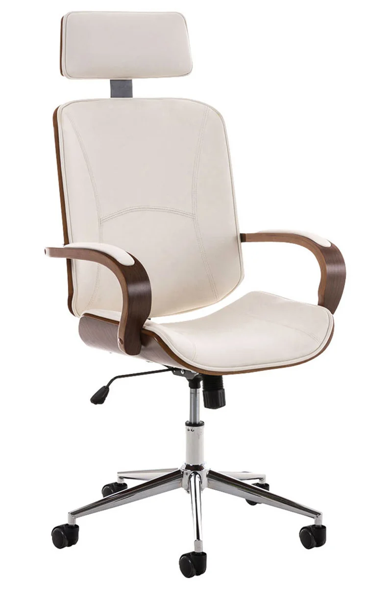 Designer-Bürostuhl DYTON Chefsessel Leder-Holz-Kombination