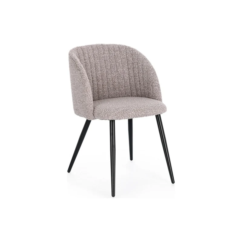 Stuhl Queen Bouclé Nerz | Graubraun, Polsterstuhl mit Steppnähten
