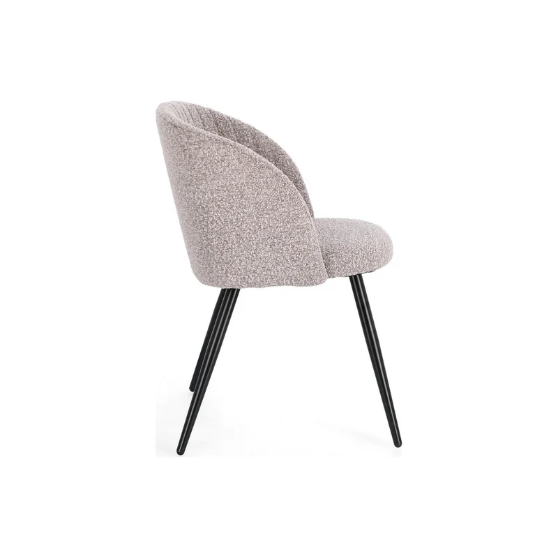 Stuhl Queen Bouclé Nerz | Graubraun, Polsterstuhl mit Steppnähten