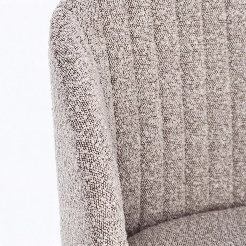 Stuhl Queen Bouclé Nerz | Graubraun, Polsterstuhl mit Steppnähten