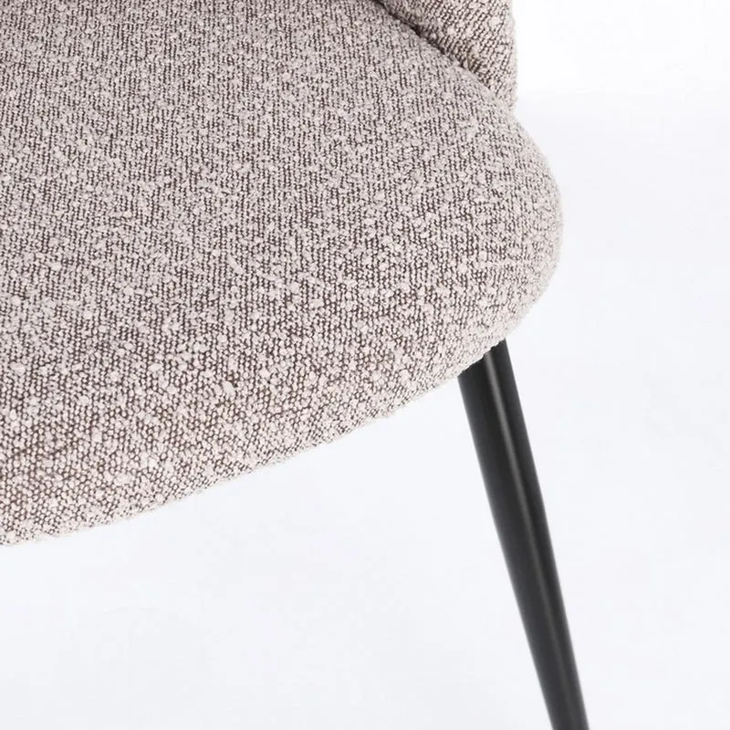 Stuhl Queen Bouclé Nerz | Graubraun, Polsterstuhl mit Steppnähten