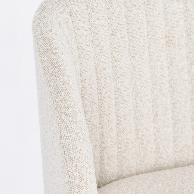 Stuhl Queen Bouclé Elfenbein | Cremeweiß, Polsterstuhl mit Steppnähten