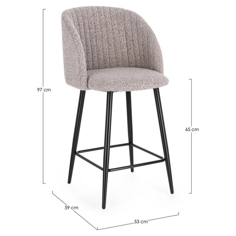 Barhocker Queen Bouclé Nerz | Küchenhocker, Sitzhöhe 65 cm