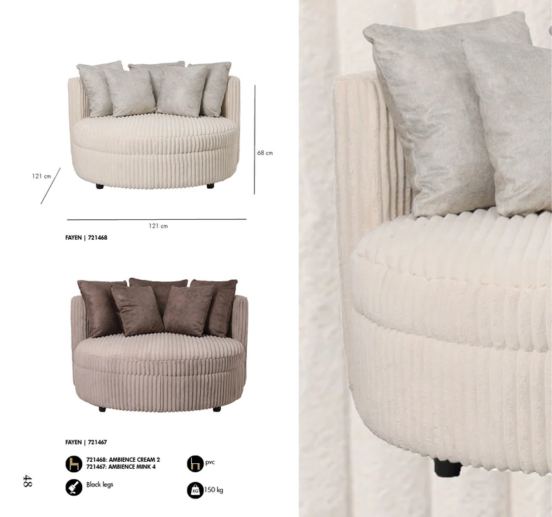 Sessel Fayen von PTMD – Creme & Taupe