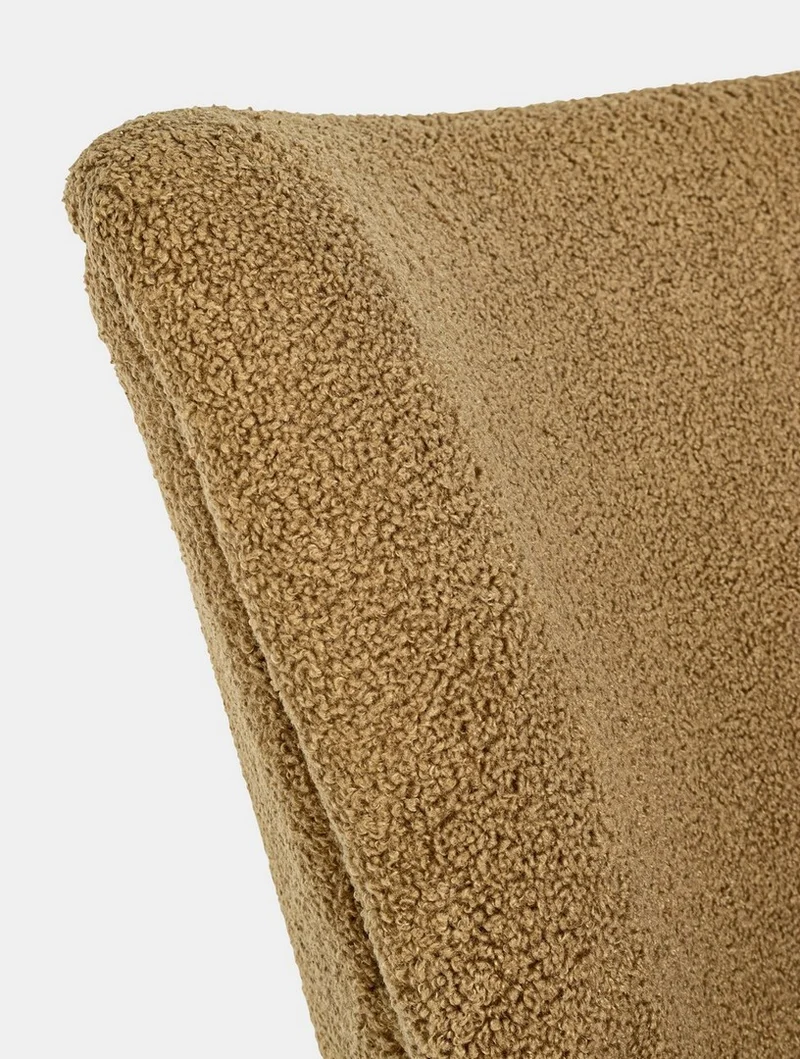 Sessel Moritz Palm | Olivbraun, Woll-Optik, Armlehnen aus Holz