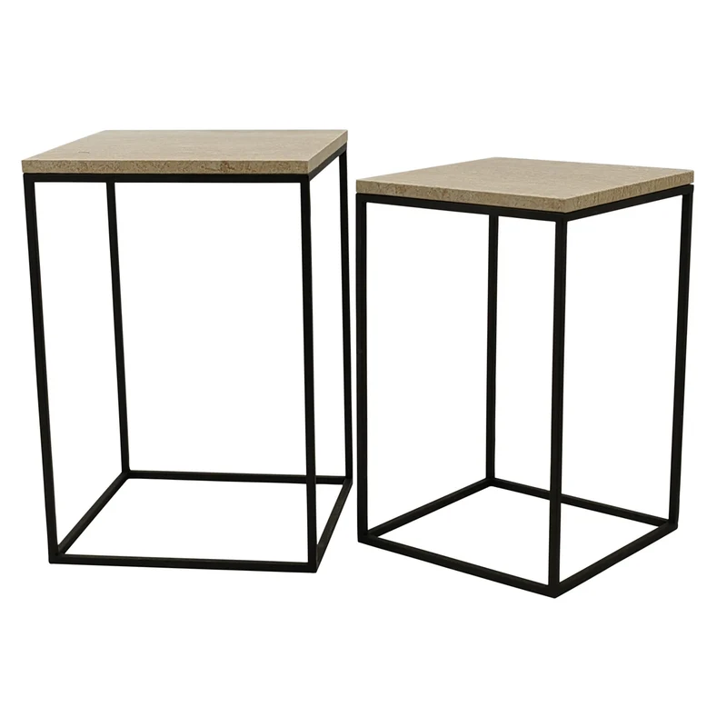 Beistelltisch Volos 2-Set Beige Marmor