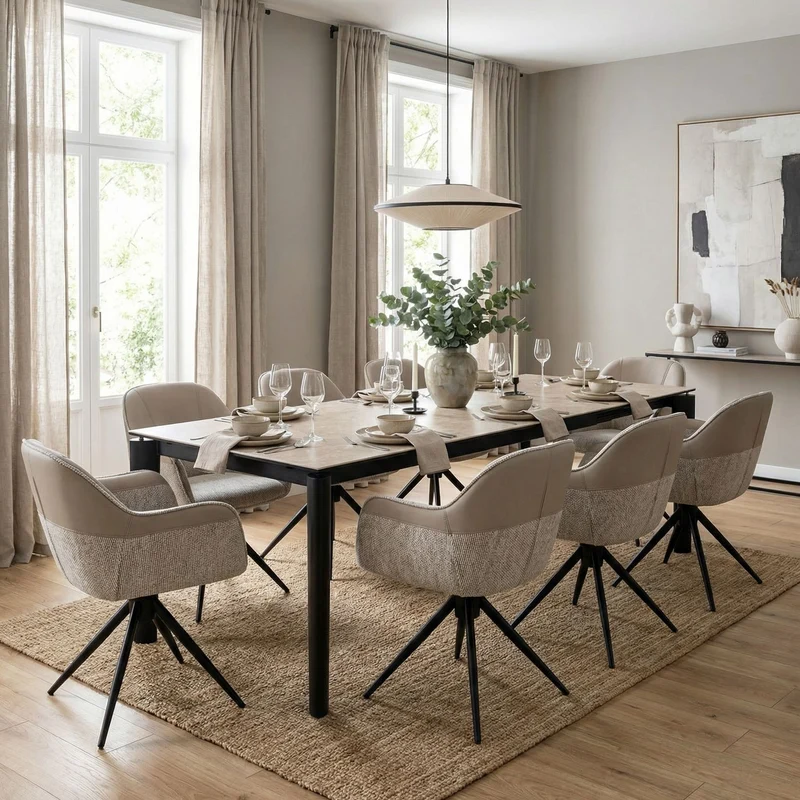 Armlehnenstuhl Drehbar Isotta Beige