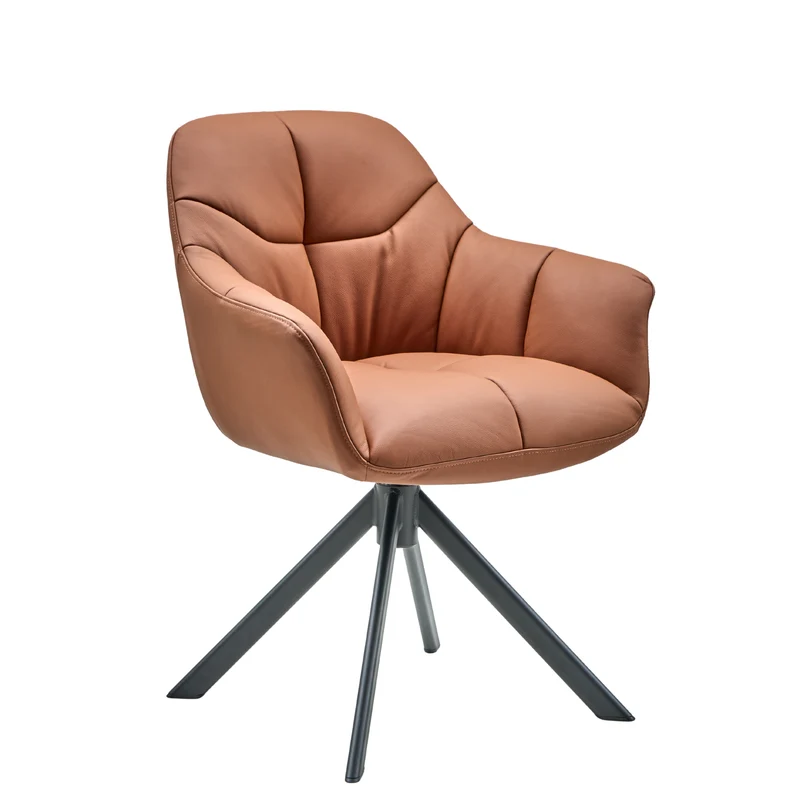 New Age Premium Esszimmerstuhl aus Leder mit Drehgestell (Schwarz)