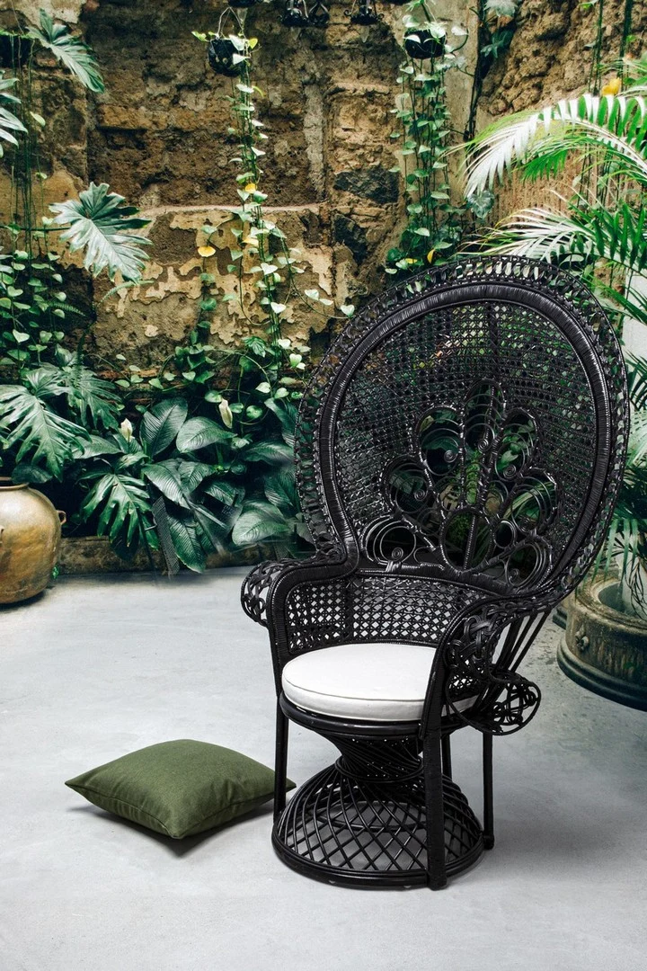 Sessel mit Kissen Peacock Schwarz