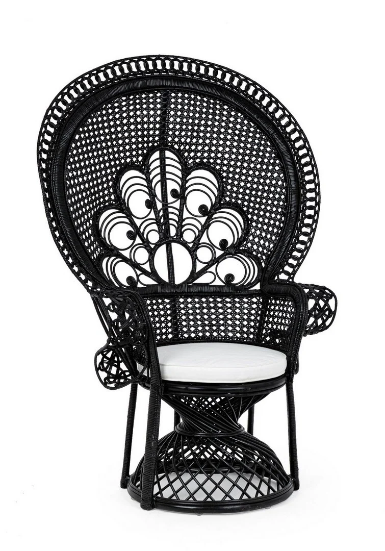Sessel mit Kissen Peacock Schwarz