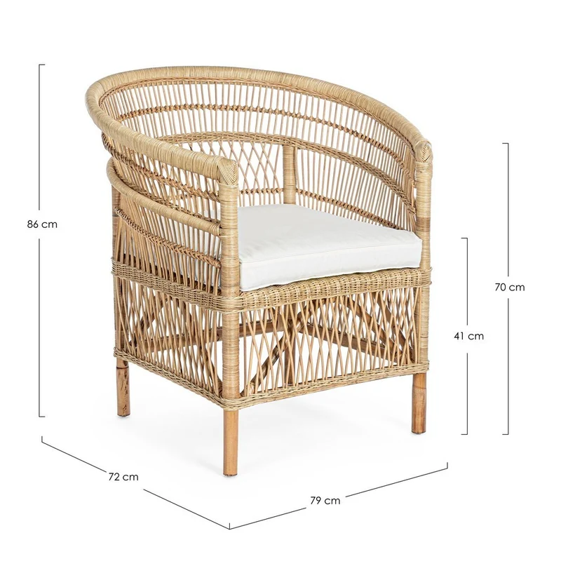 Sessel Josefina mit Kissen Natur