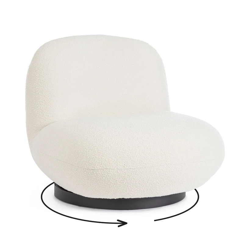 Sessel drehbar Margot Weiß Bouclé