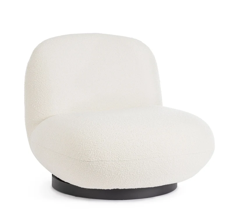 Sessel drehbar Margot Weiß Bouclé