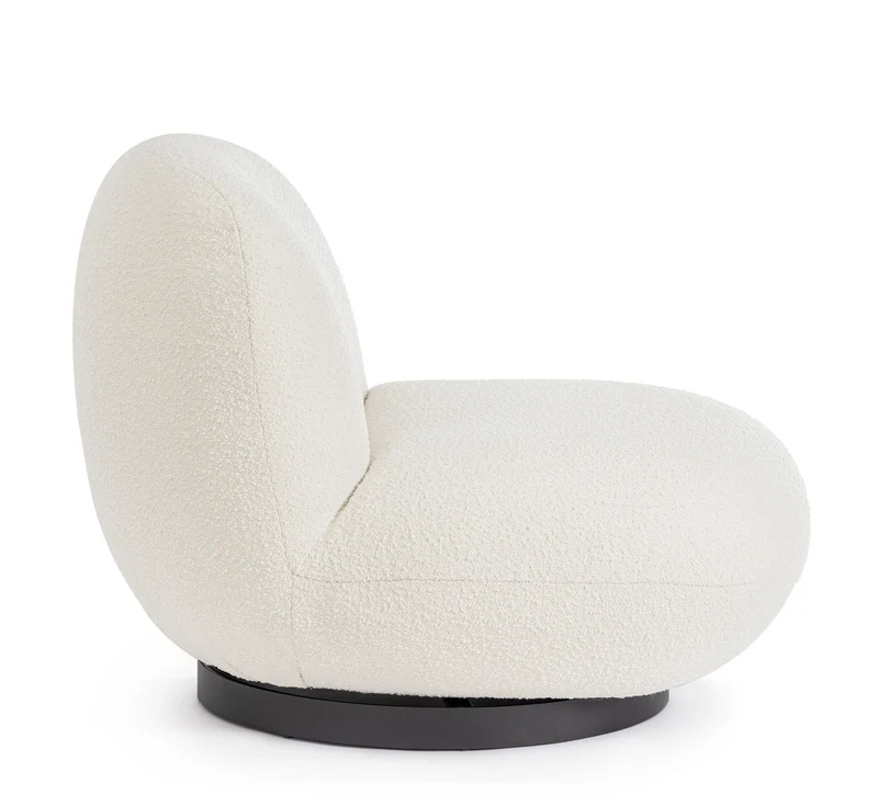 Sessel drehbar Margot Weiß Bouclé