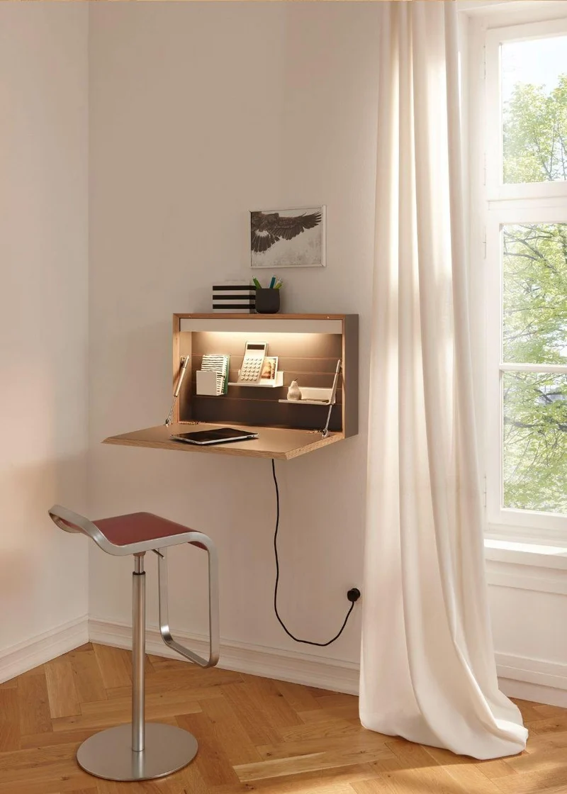 Homeoffice Wandsekretär Easy mit integriertem Licht
