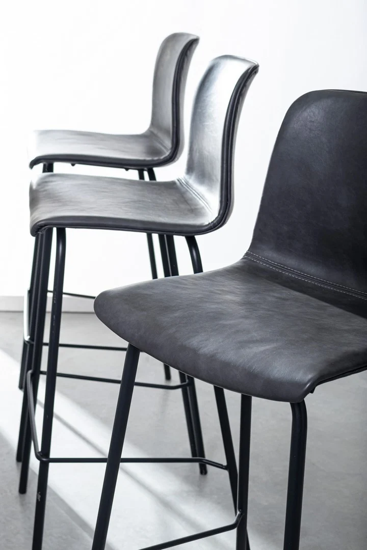 Barhocker Kyra | Kunstleder Vintage in Cognac oder Anthrazit, Sitzhöhe 75 cm