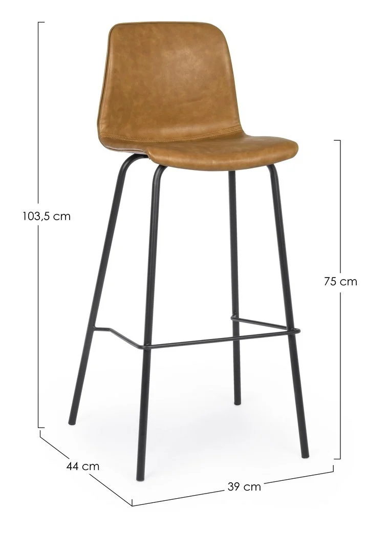 Barhocker Kyra | Kunstleder Vintage in Cognac oder Anthrazit, Sitzhöhe 75 cm