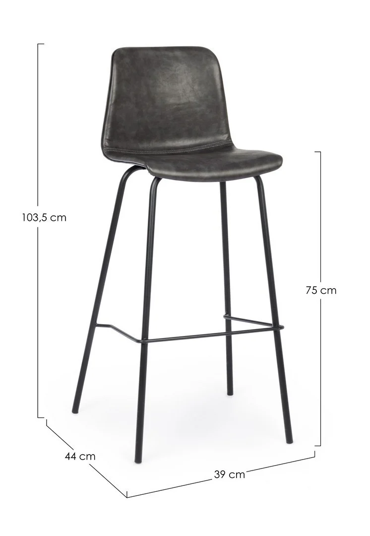 Barhocker Kyra | Kunstleder Vintage in Cognac oder Anthrazit, Sitzhöhe 75 cm