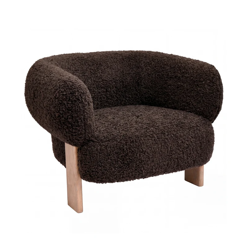Sessel Nomy Brown | Kompakter Polstersessel im Teddy