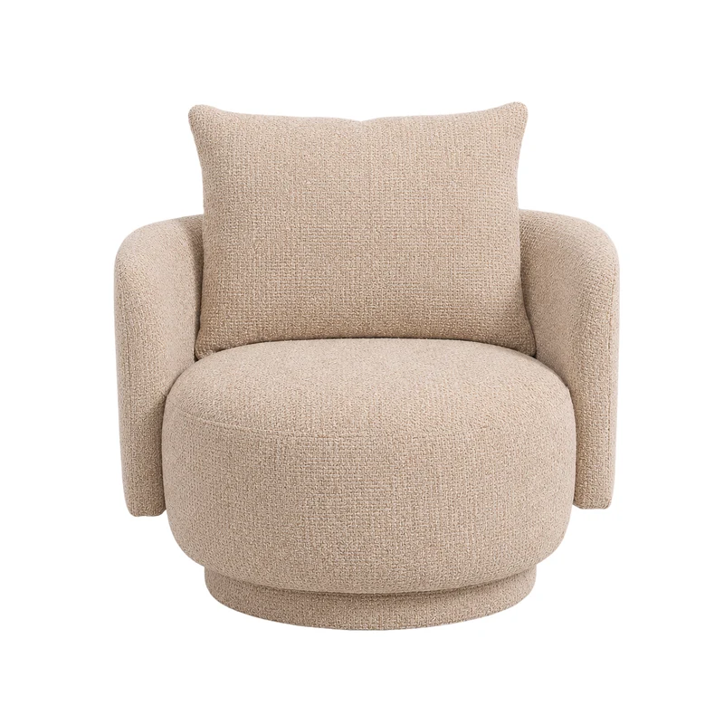 Sessel Elin Beige | Runder Polstersessel im Bouclé Opulence