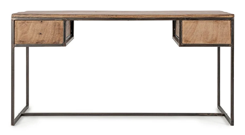 Schreibtisch Elmer 150 cm | Akazie massiv, Stahlgestell, 2 Schubladen