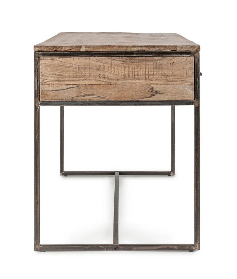 Schreibtisch Elmer 150 cm | Akazie massiv, Stahlgestell, 2 Schubladen