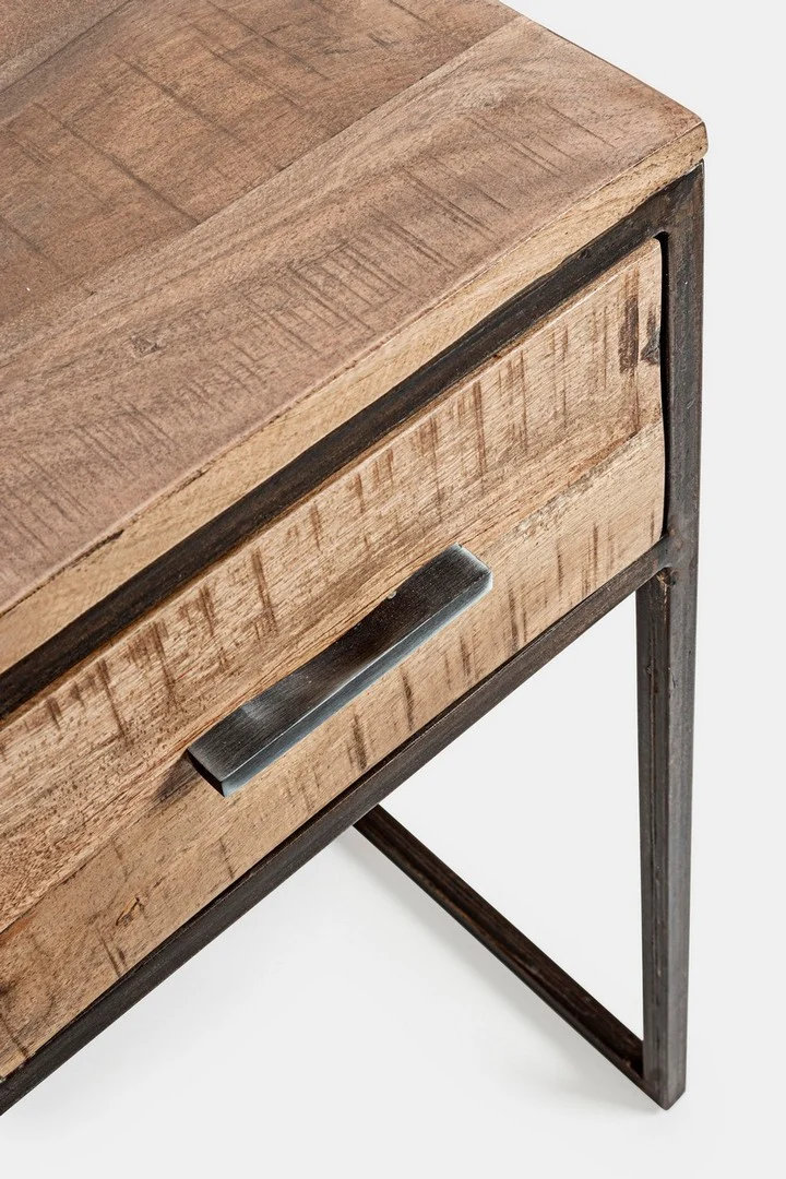 Schreibtisch Elmer 150 cm | Akazie massiv, Stahlgestell, 2 Schubladen