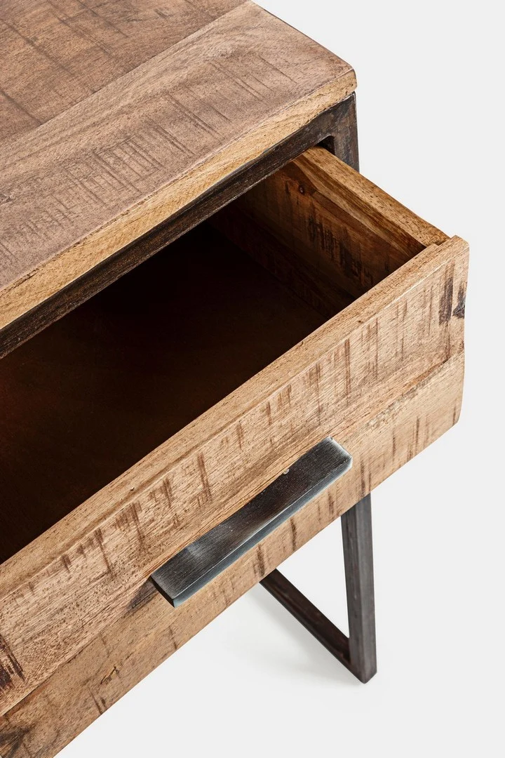 Schreibtisch Elmer 150 cm | Akazie massiv, Stahlgestell, 2 Schubladen