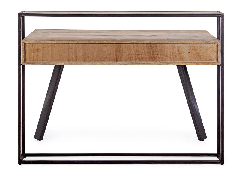 Schreibtisch Manchester 120 cm | Recyclingholz, Mango und Stahl, 2 Schubladen