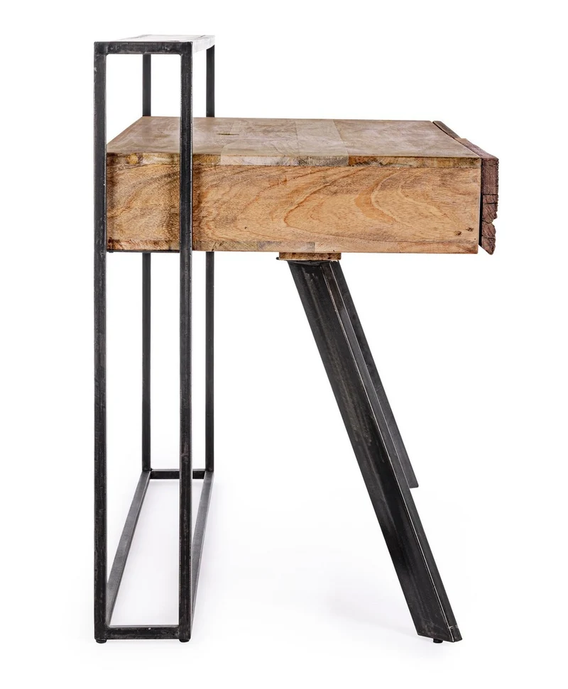Schreibtisch Manchester 120 cm | Recyclingholz, Mango und Stahl, 2 Schubladen